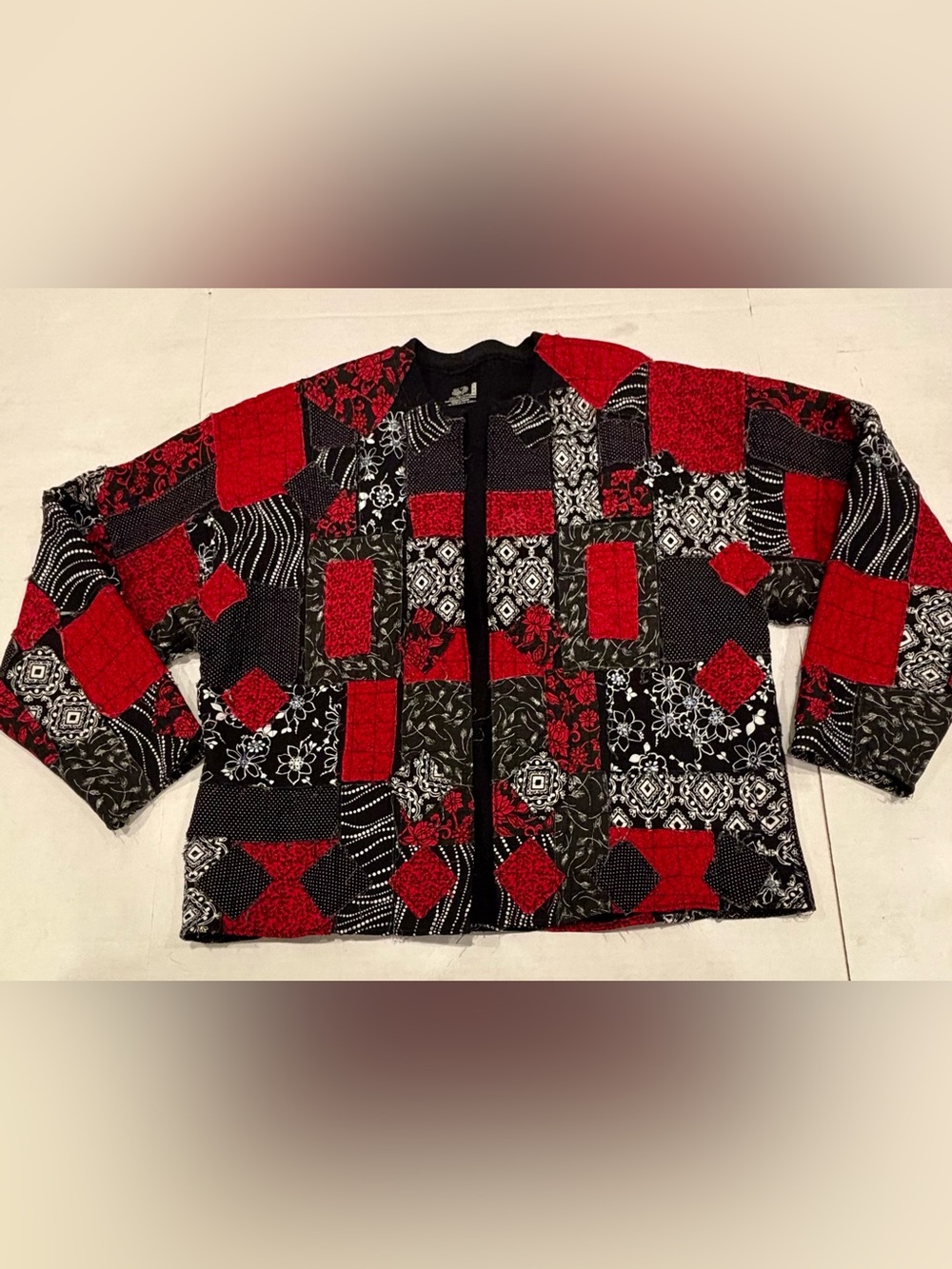 Fruit of the Loom Red & Black Patchwork Quilted Jacket